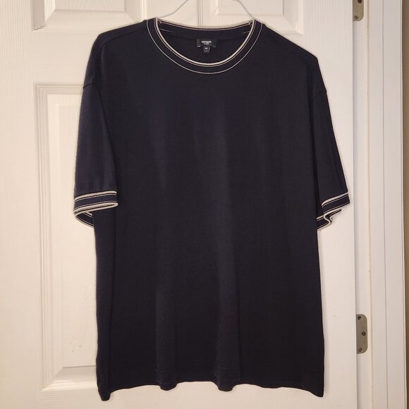 Black Express Relaxed Large Tee with White Trim - Picture 1 of 7